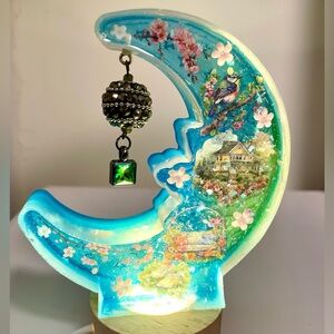 Handmade Serenity Crescent Moon Art